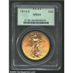 1914-D $20 MS64 PCGS. Mintage: 453,000. Th...