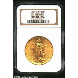 1914-S $20 MS65 NGC. Mintage: 1,498,000. T...