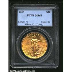 1925 $20 MS65 PCGS. Mintage: 2,831,750. Th...