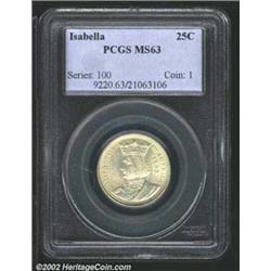 1893 25C Isabella Quarter MS63 PCGS. Minta...