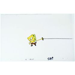 Original Production Cel SpongeBob Art Pulling Far Rope