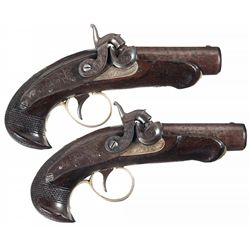 Pair of Large Bore J.E. Evans Philadelphia Pocket Derringer Style Pistols