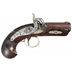 Silver Banded Deringer Philadelphia Marked Percussion Pocket Pistol