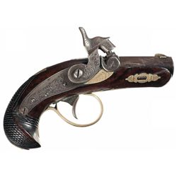 Silver Banded Deringer Philadelphia Marked Percussion Pocket Pistol