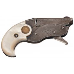 Engraved Hopkins & Allen New Model Vest Pocket Deringer with Pearl Grips