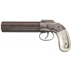 J.G. Bolen/Allen's Patent Dragoon Pepperbox with 1837 Patent Action with Scarce Engraved German Silv