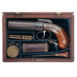 Cased Allen & Thurber Pepperbox Pistol with Accessories