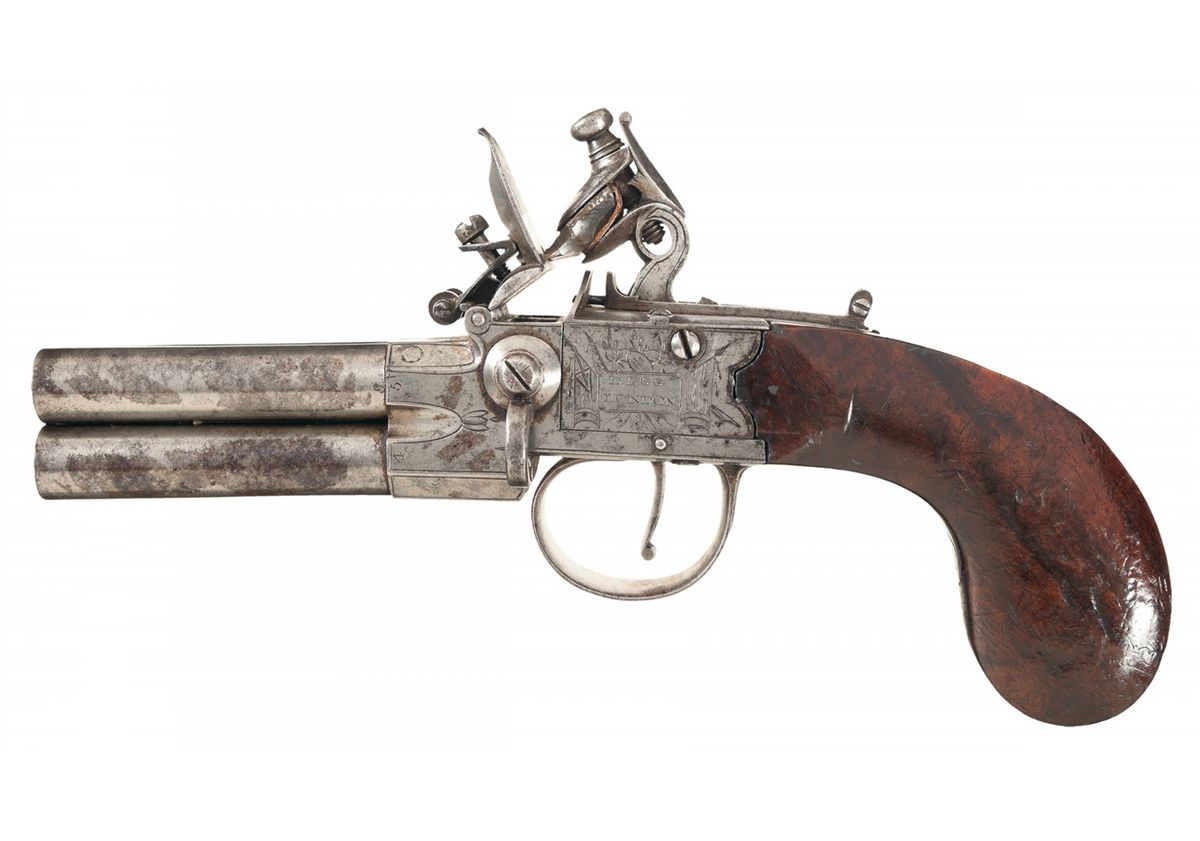 English D, Egg Four Barrel Flintlock Pistol