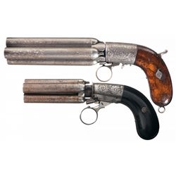Two European Pepperbox Percussion Pistols