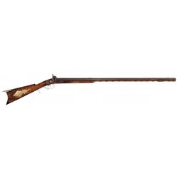 Unmarked Double Barrel Percussion Cape Target Rifle with Silver Mountings
