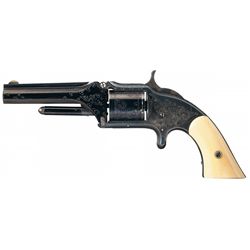 Engraved Silver Inlaid Smith & Wesson Model 1 1/2 First Issue Revolver with Ivory Grips