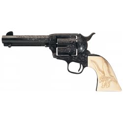 Fine Texas Shipped Engraved Pre-War Colt Single Action Army Revolver with Relief-Carved Ivory Grips