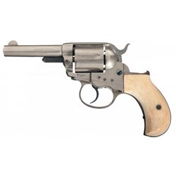 Etched Panel Colt Sheriff's Model 1877 Lightning Double Action Revolver with Ivory Grips