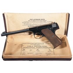 Excellent Colt First Series Woodsman Target Model Semi-Automatic Pistol with Box