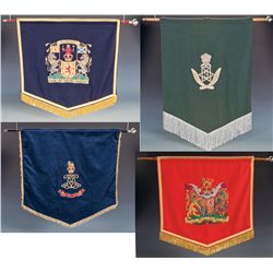 Collector's Lot of Four British Regimental Band Stand Banners