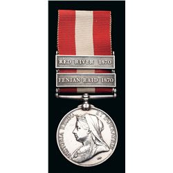 Rare British Awarded Canada General Service Medal with Two Clasps