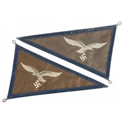 Two Nazi Luftwaffe Car Pennants