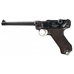 Unique World War II Krieghoff Commercial "P" Code Contract Luger Pistol with Ultra Rare "6 Inch 7.65