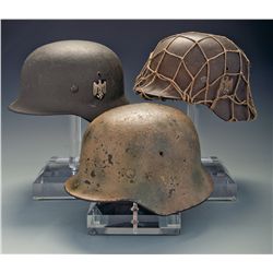 Three German Stahlhelms