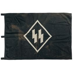 1942 Pattern German Style Stahlhelm with Single SS Decal and Nederlandsche SS Style Flag