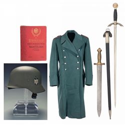 German Officers Jacket Two Swords German Helmet and Book