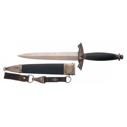 World War II Weyersberg Production NSFK NAZI Dagger with Sheath and Belt Hanger