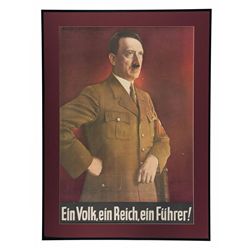 Large Framed Hitler-Themed Propaganda Print