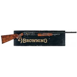 Engraved Gold Accented Browning Model 12 Grade V Slide Action Shotgun with Original Box
