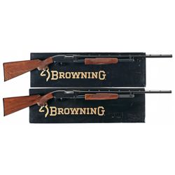 Collectors Lot of Two Boxed Browning Model 12 Small Gauge Slide Action Shotguns