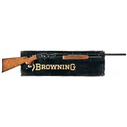 Engraved and Gold Highlighted Browning Model 42 High Grade Slide Action Shotgun with Box
