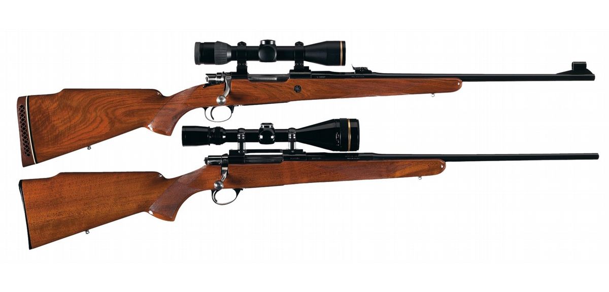Two Browning High Power Bolt Action Rifles with Leupold Scopes