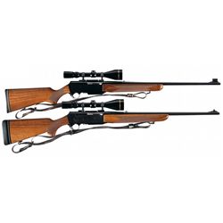 Two Belgian Browning BAR Semi-Automatic Rifles with Leupold Scopes