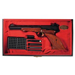 Excellent Belgian Browning Medalist Semi-Automatic Target Pistol with Barrel Weights and Browning Ca