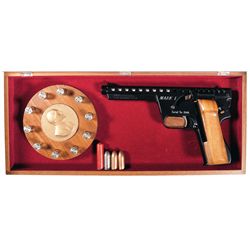 Cased Very Early Production MBA Mark I Gyrojet Pistol with Assorted Ammunition