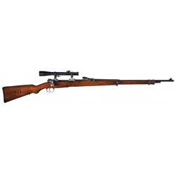 Mauser Model GEW 98 Bolt Action Sniper Rifle with Scarce Semi-Turret System and Scope Case