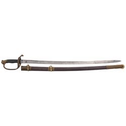 W.H. Horstmann Regulation Civil War Model 1850 Foot Officers Sword with Mounted Scabbard