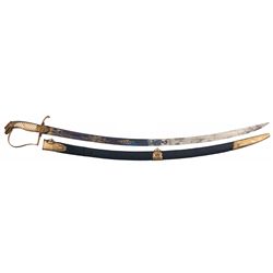 Fine 19th Century American Militia Officer's Eagle Head Sword with Scabbard