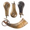 Image 1 : One Powder Horn and Three Powder Flasks