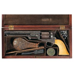 Historical Kidder Cased Gustave Young Factory Engraved Colt Model 1851 Navy Revolver with Civil War 