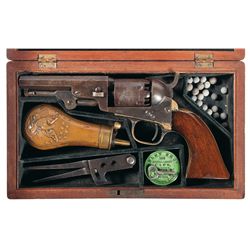 Cased Colt Model 1849 Percussion Pocket Revolver with Accessories
