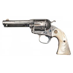Documented and Deluxe Rare Factory Engraved Silver-Plated Colt Bisley Model Revolver with Inscribed 