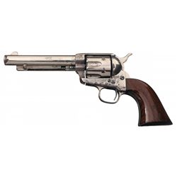 Desirable Black Powder Etched Panel Colt Frontier Six Shooter Single Action Army Revolver with Facto