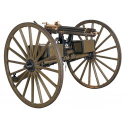 Extremely Rare Excellent U.S. Colt Model 1890 Gatling Gun on an Original Carriage
