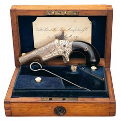 Spectacular Cased Factory Engraved Gold Colt Number 3 Derringer