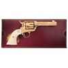 Image 1 : Factory Engraved Gold Plated Colt Single Action Revolver with Original Box Factory Letter and Ivory 