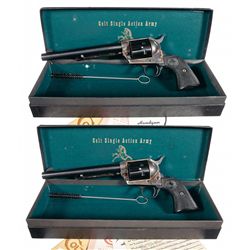 Matching Pair of Consecutively Serial Numbered Early Second Generation Colt Single Action Army Revol