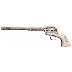 Magnificent Factory Engraved Colt Single Action Army Buntline Special with Factory Letter Pearl Grip