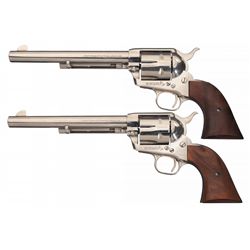 Matching Pair Of Consecutively Serial Numbered Second Generation Colt Single Action Army Revolvers w