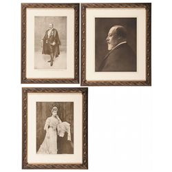 Two Framed Portraits of King Edward VII and One Framed Portrait of Queen Mary