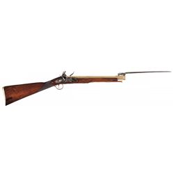 Brander & Potts London Brass Barrel Flintlock Musketoon with Snap Bayonet